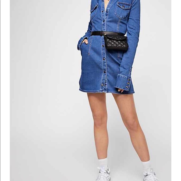 Free People Dynomite Denim Dress Size Medium - Picture 4 of 4